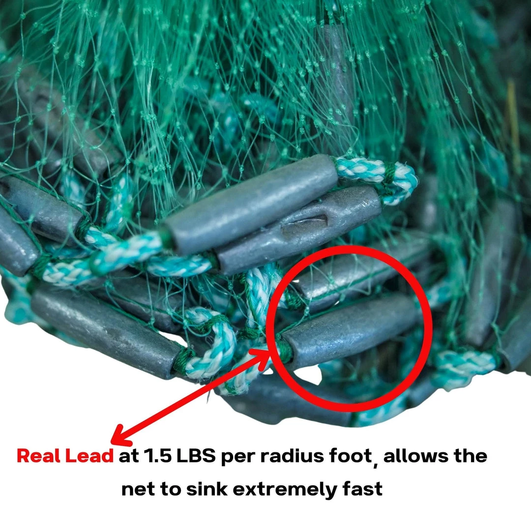 Bait Buster Cast Net - 1-1/4" Sq. Mullet Mesh (1.5lb/ft) 6 Bait Buster Cast Net - 1-1/4" Sq. Mullet Mesh (1.5lb/ft)