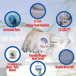 Bait Buster Cast Net - 3/16" Sq. Glass Minnow Mesh (1.5 Lb/ft)