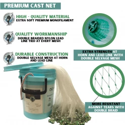 Humpback Bait Shallow Water Cast Net ( 3/8" Sq. Mesh) 1.3lb Per Ft Cast Nets 11 Humpback Bait Shallow Water Cast Net ( 3/8