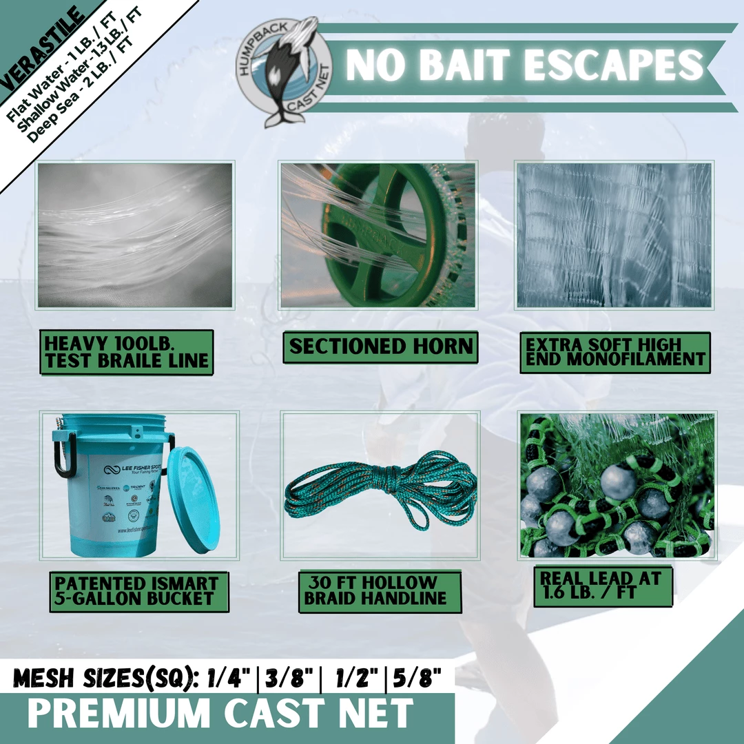 Humpback Minnow Cast Nets (1/4" Sq. Mesh ) 6 Humpback Minnow Cast Nets (1/4" Sq. Mesh )