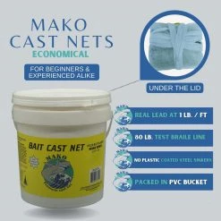 Joy Fish Mako Nylon Cast Net - 3/8" Sq. Bait Mesh