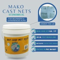 Mako Ballyhoo Cast Net ( 1/2" Sq. Mesh )